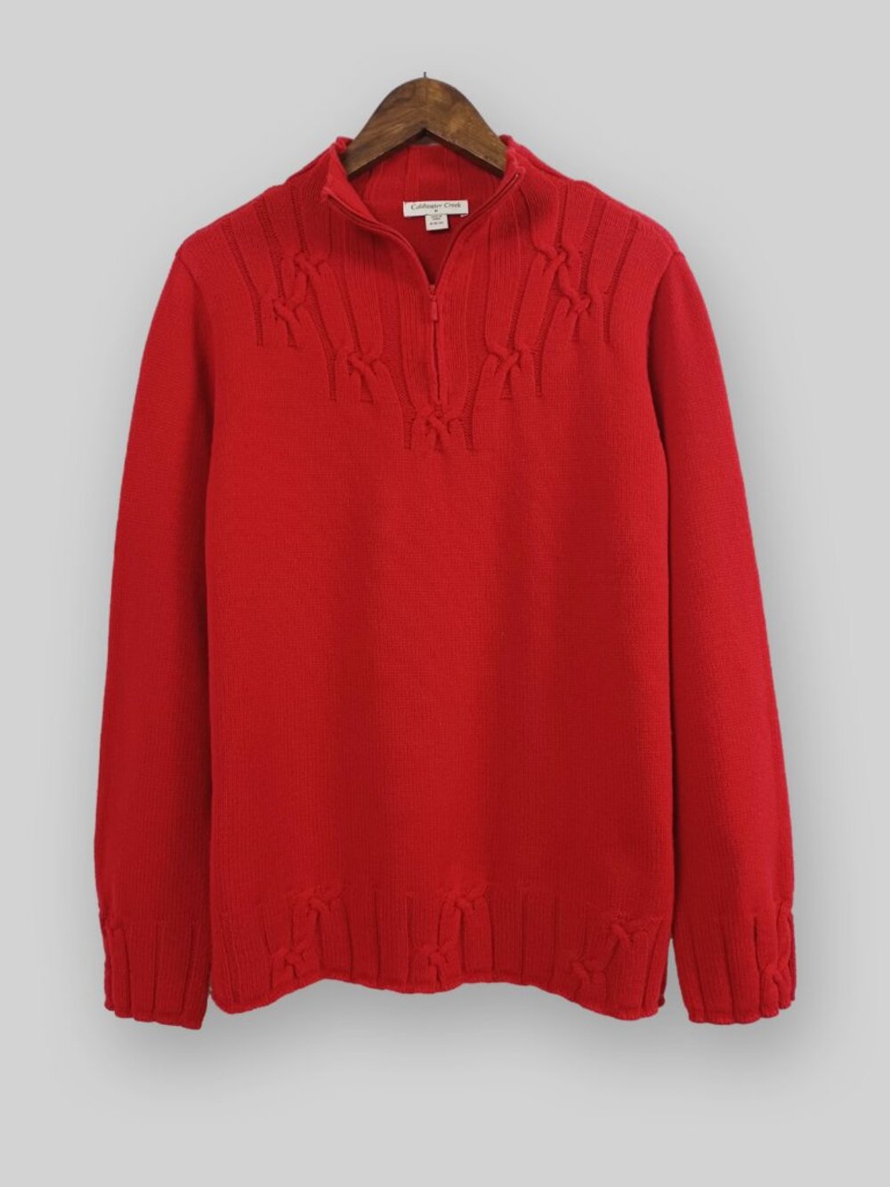 Coldwater Creek Cotton Blend Mock Neck Quarter Zip Knit Sweater Size M